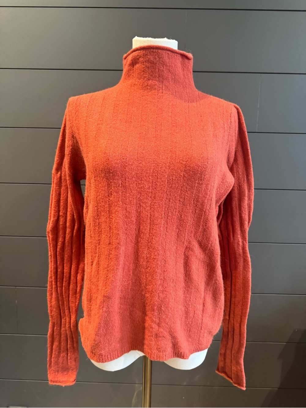 Madewell Evercrest Rust Orange Cowl Neck Sweater Wool Blend Classic Layering